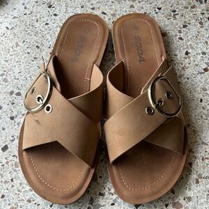 Soda Tan Sandals with Buckle